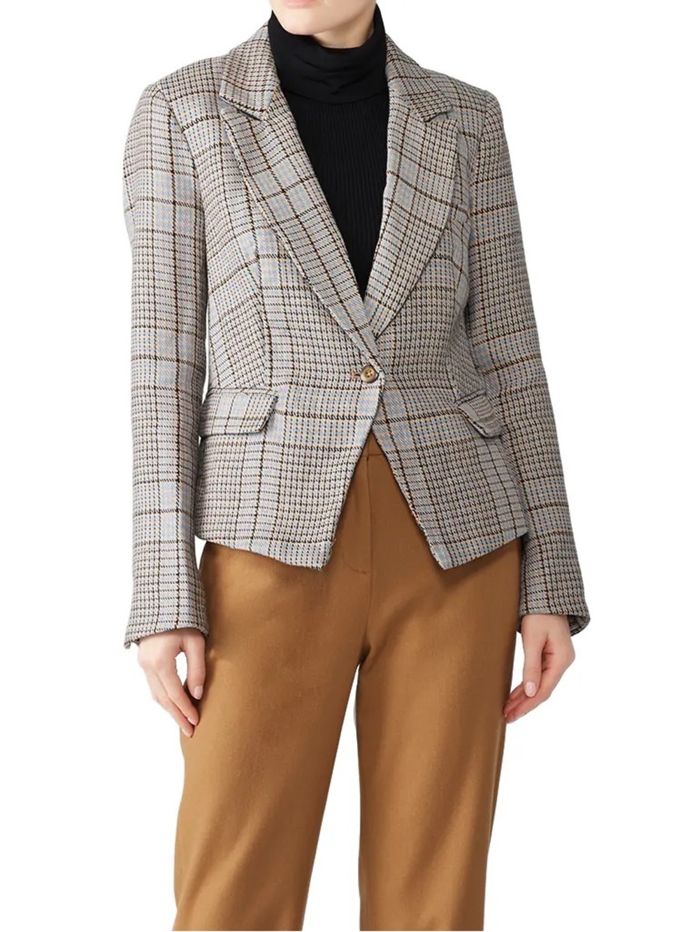 Free People Chess Plaid Blazer